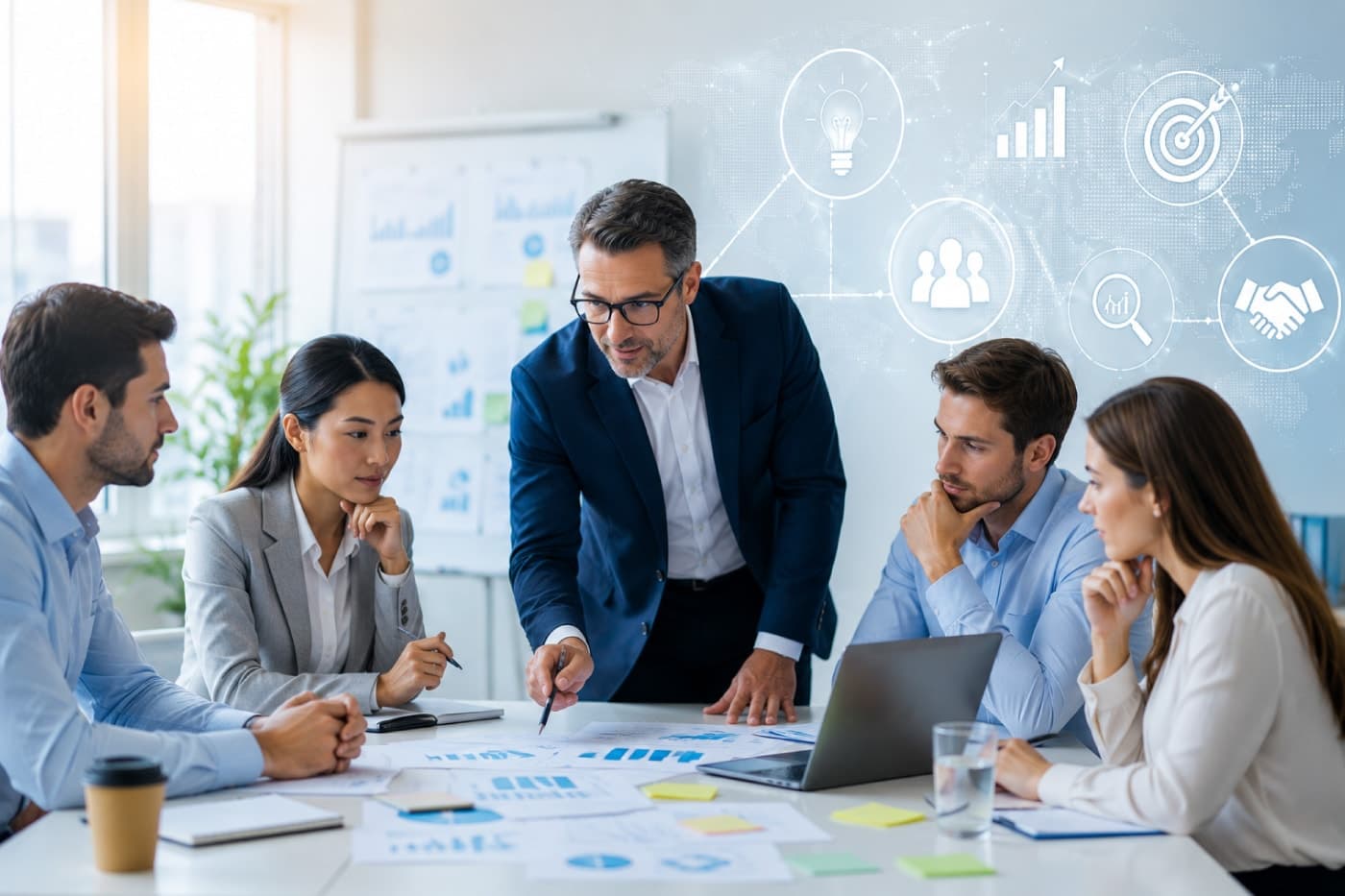 Consultant reviewing IT and cybersecurity priorities with a client