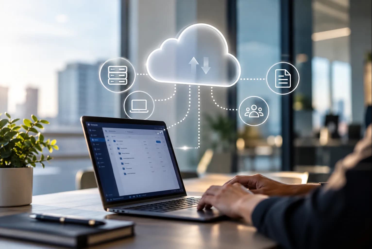 Cloud services and business applications connected from a single workstation