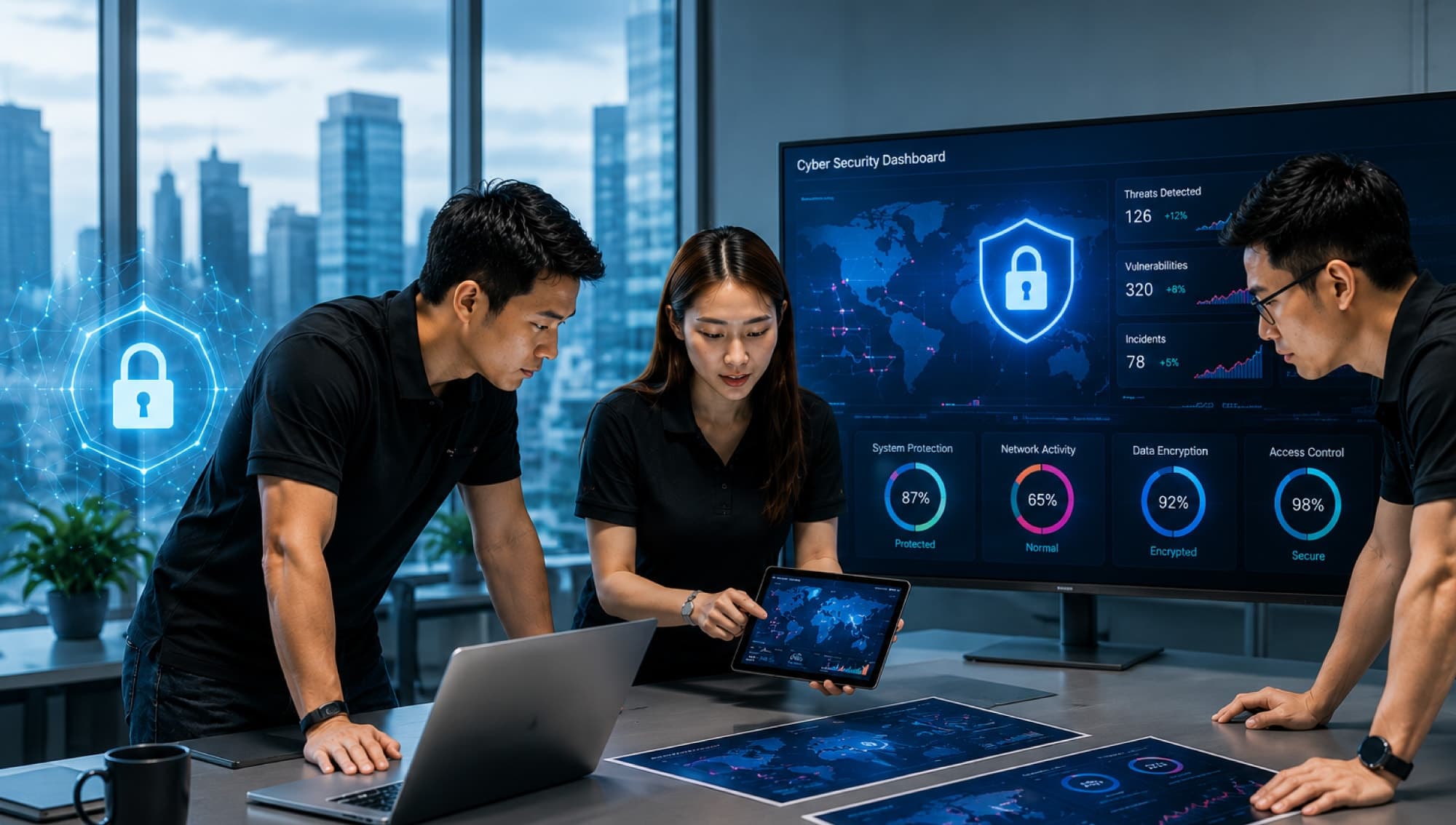 Managed IT services team monitoring business infrastructure